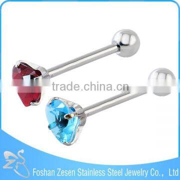 Medical Steel Synthetic Opal Piercings Body Jewelry Round Shaped Tongue Ring photo-4