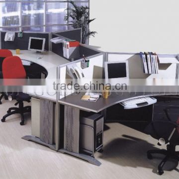 Modern appearance Aluminum Partition ,Curved Office Workstation for 4 people ( SZ-WS409)