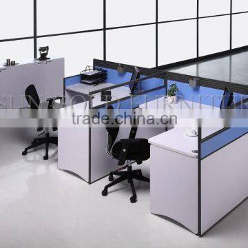 Wood curved office partition for 2 person with drawer (SZ-WST695)