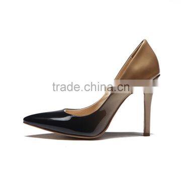 Wholesale Fashionable High Heel Shoes 2015! Nude and Black Ombre Patent Leather Women Shoes! Hand Shoes Heels 10cm