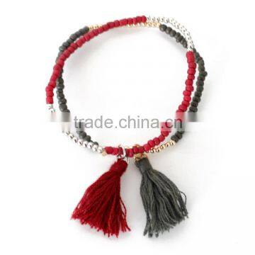 beads stretch bracelet with cord tassel