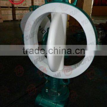 Worm gear Operated PTFE lined Butterfly Valve Wafer type