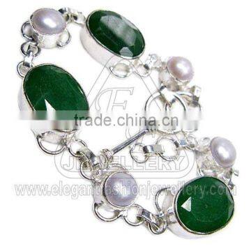 925 silver bracelet emerald gem