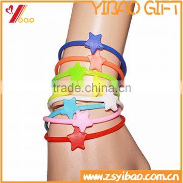 2015 New Fashion Wholesale Silicone Rubber Hair Band, Colorful Candy Color Star Shape Silicone Bracelet