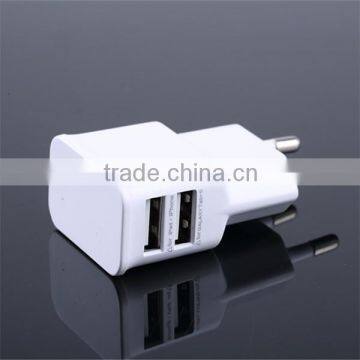 OEM US EU plug white dual usb port real 5v 2a power adapter