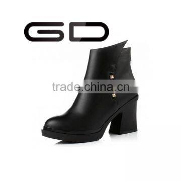 GD texture metal decoration novelty round toe fashion booties shoes for women