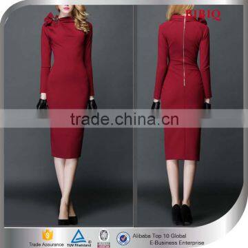 Wholesale Knit Slim Long Sleeves Midi Ladies Office Wear Clothing