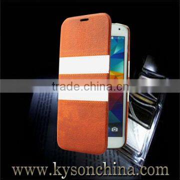 For Samsung S5 stripe real leather phone case,Newest genuine leather case for Samsung S5