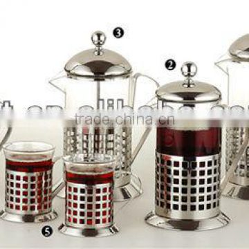 stainless steel coffee plunger with heat resistant glass