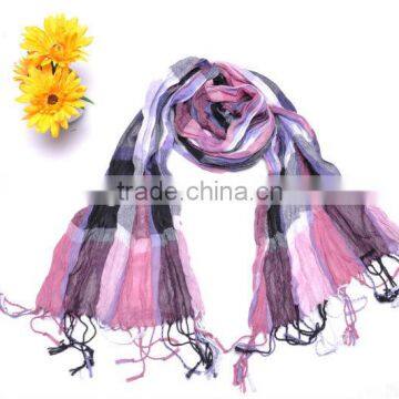 Polyester cotton Rainbow color plaid scarf