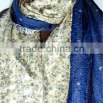 Handmade Silk Kantha Reversible Silk Stoles