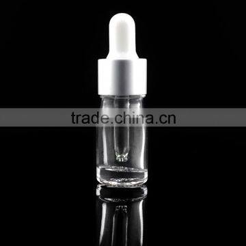 5 ml wholesale clear glass dropper bottles with aluminum cap for essential oil