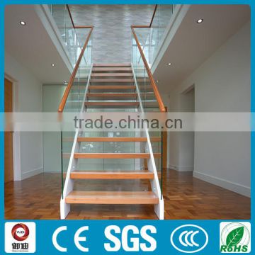 indoor house decoration straight type steel wood stairs