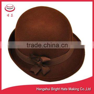 Wool Felt Bowler Trilby Hat for Ladies photo-3