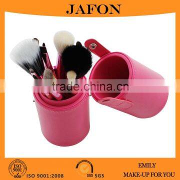 Red PU cylinder makeup brush case