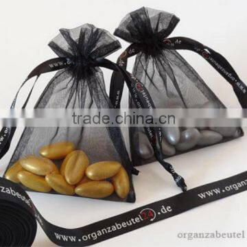 organza bags with printed ribbon