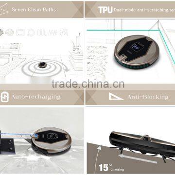 2016 ! wifi+mobilephone APP control ! JISIWEI S+ golden intelligent robot vacuum cleaner