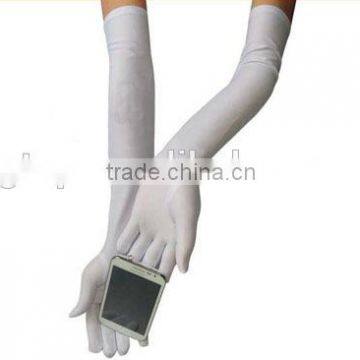 white stretch long gloves