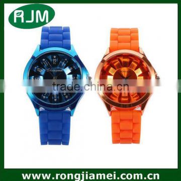 Colorful chrysanthemum flower silicone pretty quartz watch