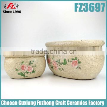 mini ceramic outdoor crackle flower pot in fresh style