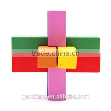 Wooden IQ Intelligent Puzzle Kongming Lock Brain Teaser Six Port