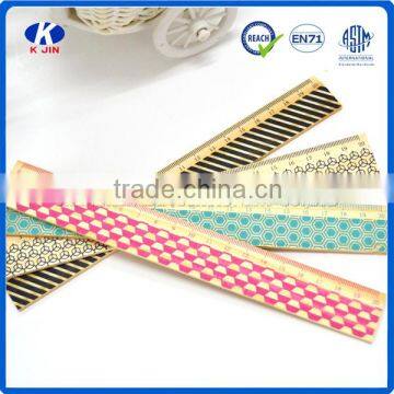 Wholesale OEM 15cm Wooden Straight Rulers Ruler With Handle Sticker Wrapper