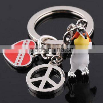 cute mini penguin hard pvc zine alloy lover key ring