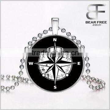 Glowing Jewelry Compass Graphics Steampunk Fire Glow in the Dark Pendant Necklace