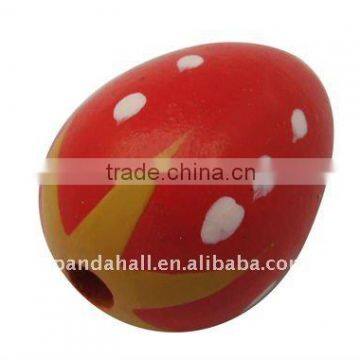 Wood Beads, Lead Free, Dyed, Fruit, Red, 13x17mm, hole: 3mm(WOOD-A007-1)