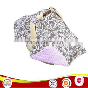 chevron carseat canopy baby infant car seat w/attachment straps and minky fabric