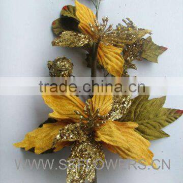 Christmas iterm,Christmas decotative flower , 14" Artifical Flower Poinsettia Spray