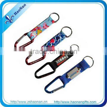 carabiner key chain with woven lanyard customized logo