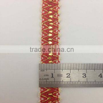 golden metallic thread tinsel pretty decorative red braid trimming