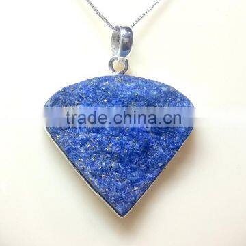 Lapis Druzy Pear 925 Solid Sterling Silver Pendant, 925 Sterling Silver Semi Gemstone Pendant, Druzy Gemstone Pendant