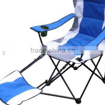 Folding Camping Chair with Built-in Adjustable Footrest Blue