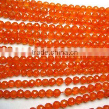 Carnelian Round Faceted Beads