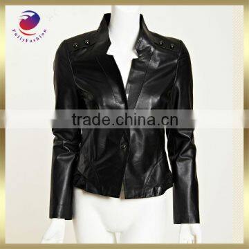 100% pu synthetic leather ladies pu leather jacket