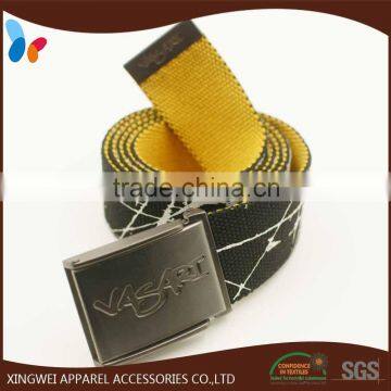 fashion Printed Cotton webbing belt with gun metal buckle for men