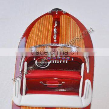 RIVA ARISTON SPEED BOAT (RED-WHITE) - WOODEN CRAFT OF VIETNAM, MODEL SHIP HANDMADE photo-3