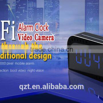 Popular design A107 mini ip wifi desk clock hidden camera 720P