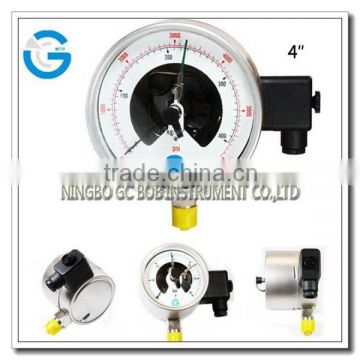 High quality 4 inch stainless steel electro contact sf6 pressure gauge with bottom mounting