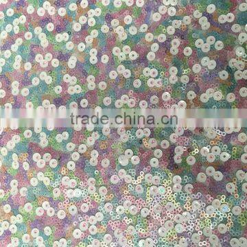 3mm 5mm Colorful Sequins Embroidery Fabric photo-2