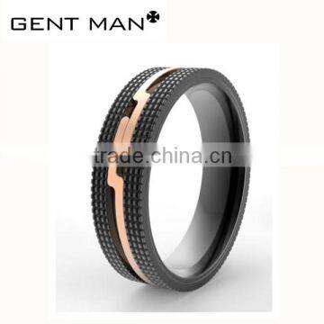 Low Price High Quality Finger Stainless Steel Ring with surface etched titanium men ring