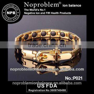 Noproblem P021 Bio Magentic Stainless Steel Beautiful Clat Power Negative Ion Bracelet