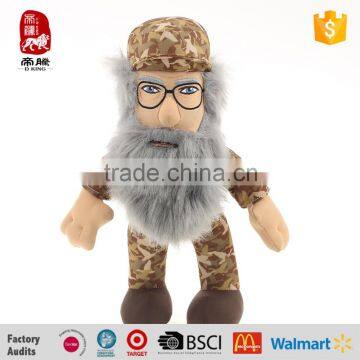 Hot sale lovely uncle with full beard plush baby toy soft