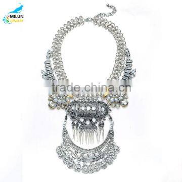 Fashion Women Pearl Flower Maxi Coin Vintage Necklace