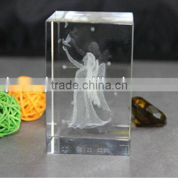 Clear Crystal 3d Laser Etched crystal Cube For Gifts And Crafts