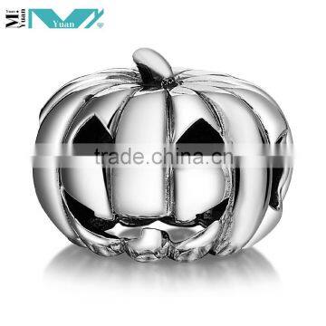 925 Sterling Silver Jack-O-Lantern Halloween Pumpkin Bead Charm Fits Bracelet