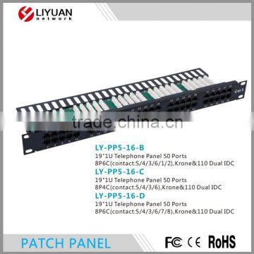 LY-PP5-16-B 8P6C 19"1U Telephone Panel 50 Port Patch Panel