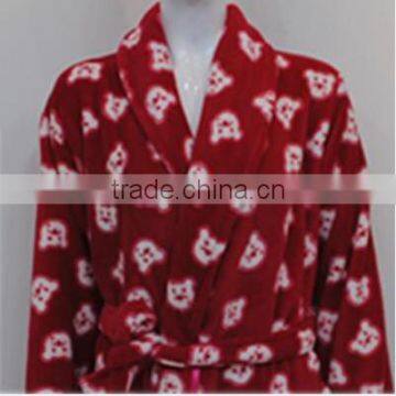 Printed Coral Fleece Bathrobe Microfifber Warm Women Bathrobe